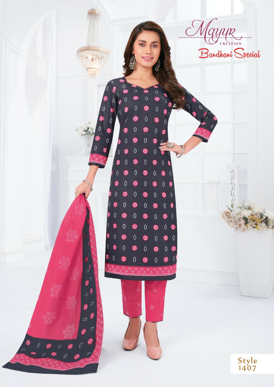 Mayur Bandhani Special 14 Cotton Printed Casual Daily Wear Dress Material Collection